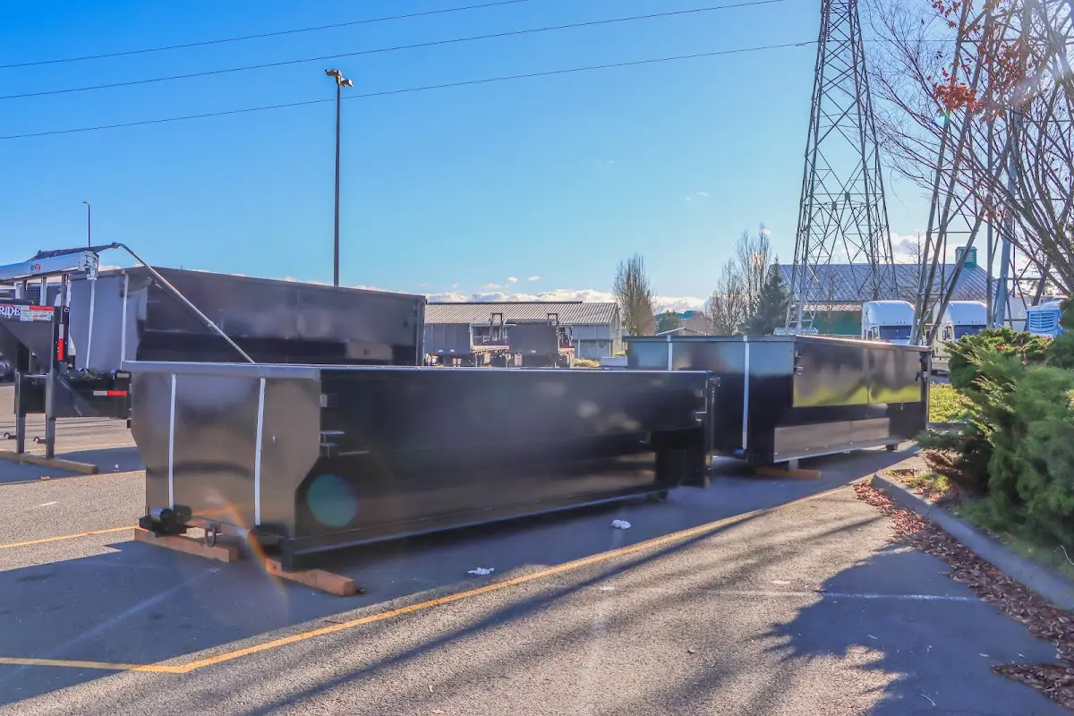 Roll-off dumpster ready for waste disposal at job site for Construction Dumpster Rental in Spring Lake Park